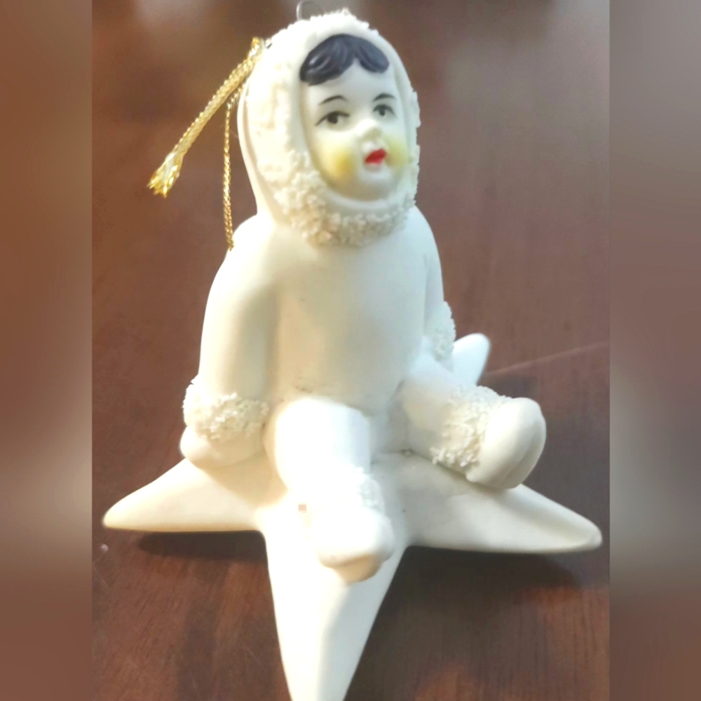 Arctic Kids Of Alaska Eskimo Angel Sitting On A Star Christmas Ornament